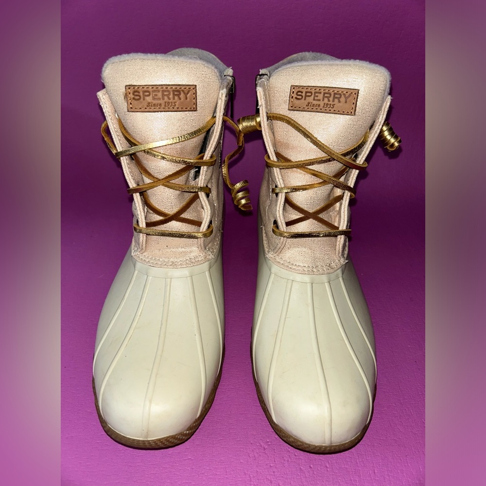Sperry Duck Boots gold  women size 10